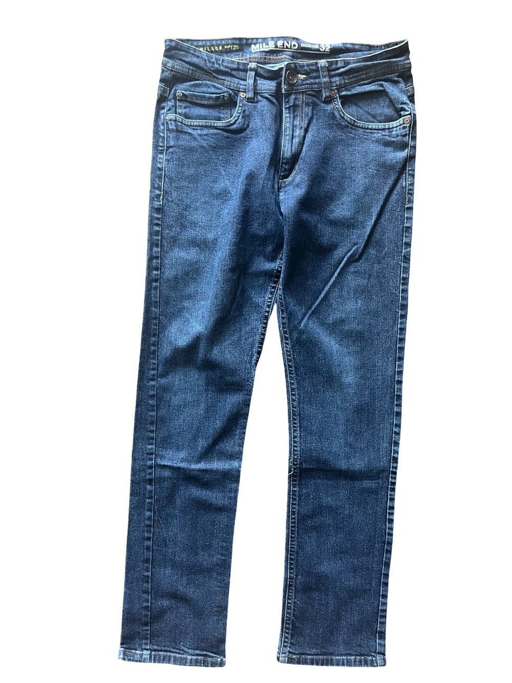 Mile End medium blue men's 32" waste 40" length jeans work play Wilson's slim fi